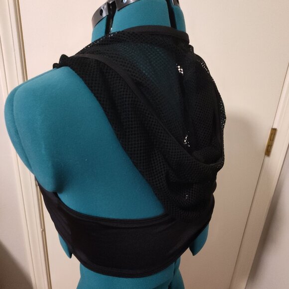 Size Med - Hooded Fishnet Crop/Halter Top by K Too in both Orange and Black. (2 - Picture 5 of 7